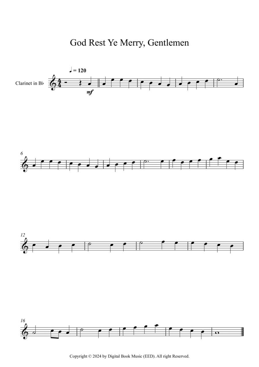 God Rest Ye Merry, Gentlemen (Clarinet) B-Flat Clarinet scores gallery preview page 1