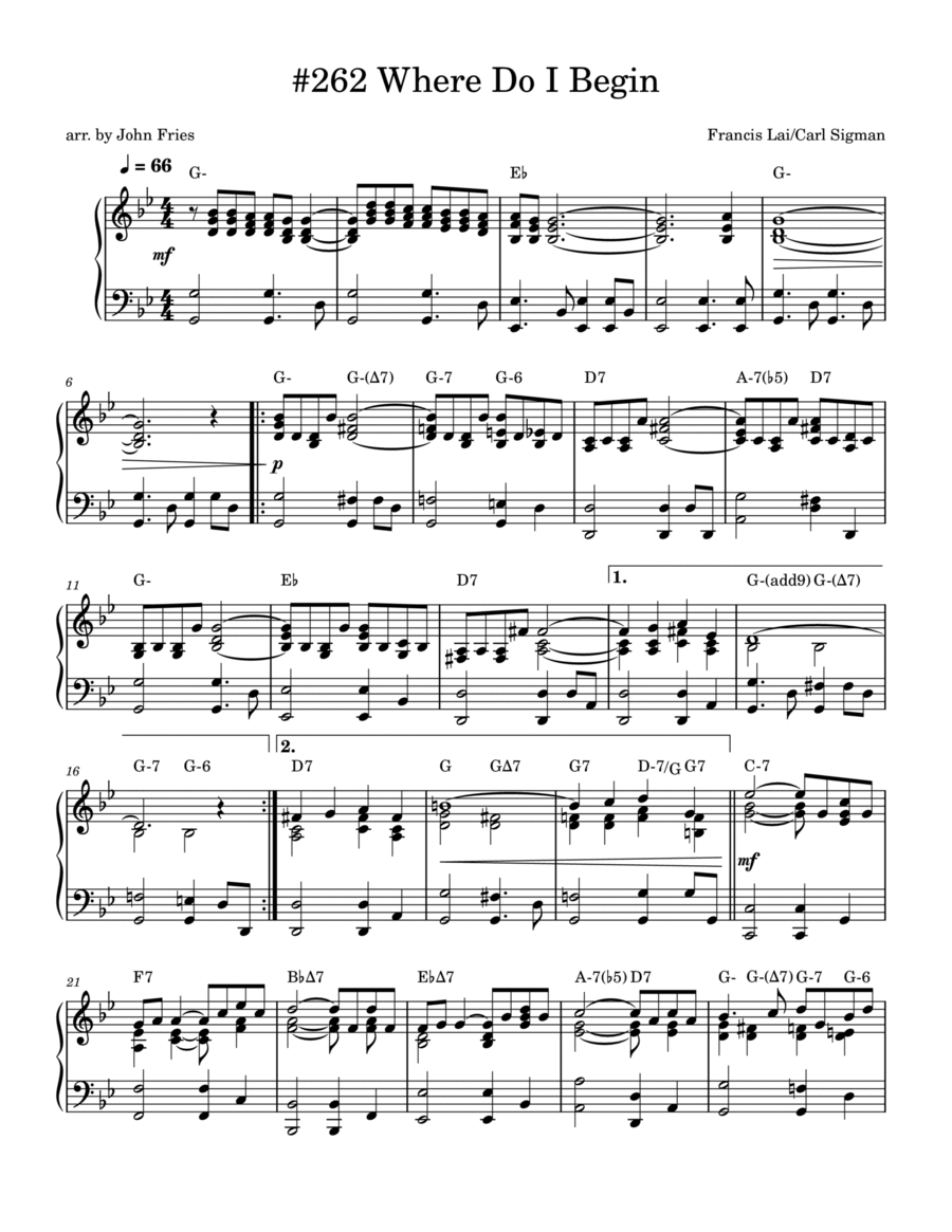 Where Do I Begin (Love Theme) Piano Solo scores gallery preview page 1