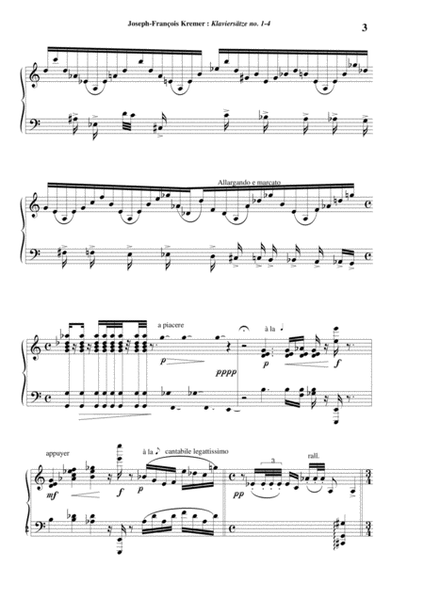 Joseph-François Kremer: Klaviersatzen no. 1-4