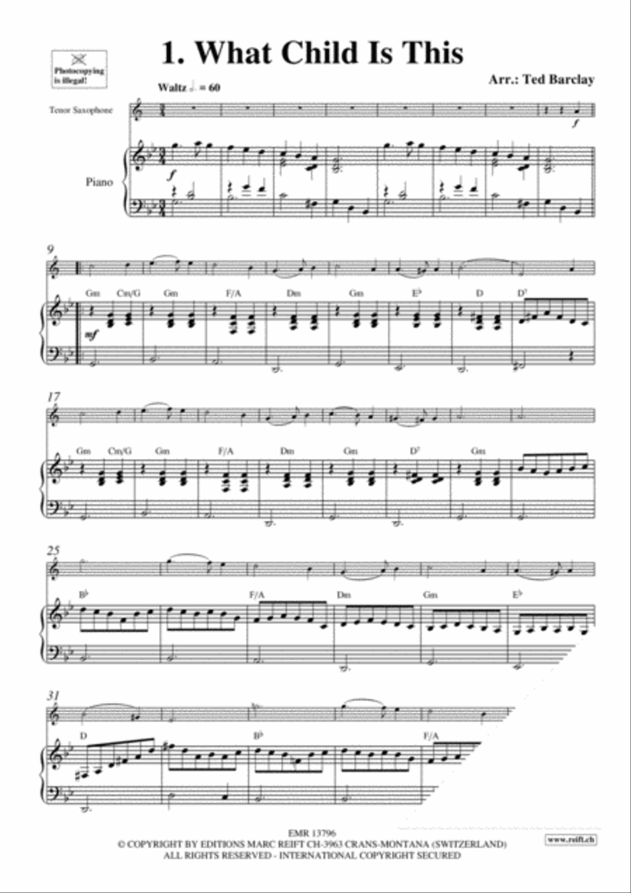 10 Easy Christmas Solos Tenor Saxophone scores gallery preview page 3