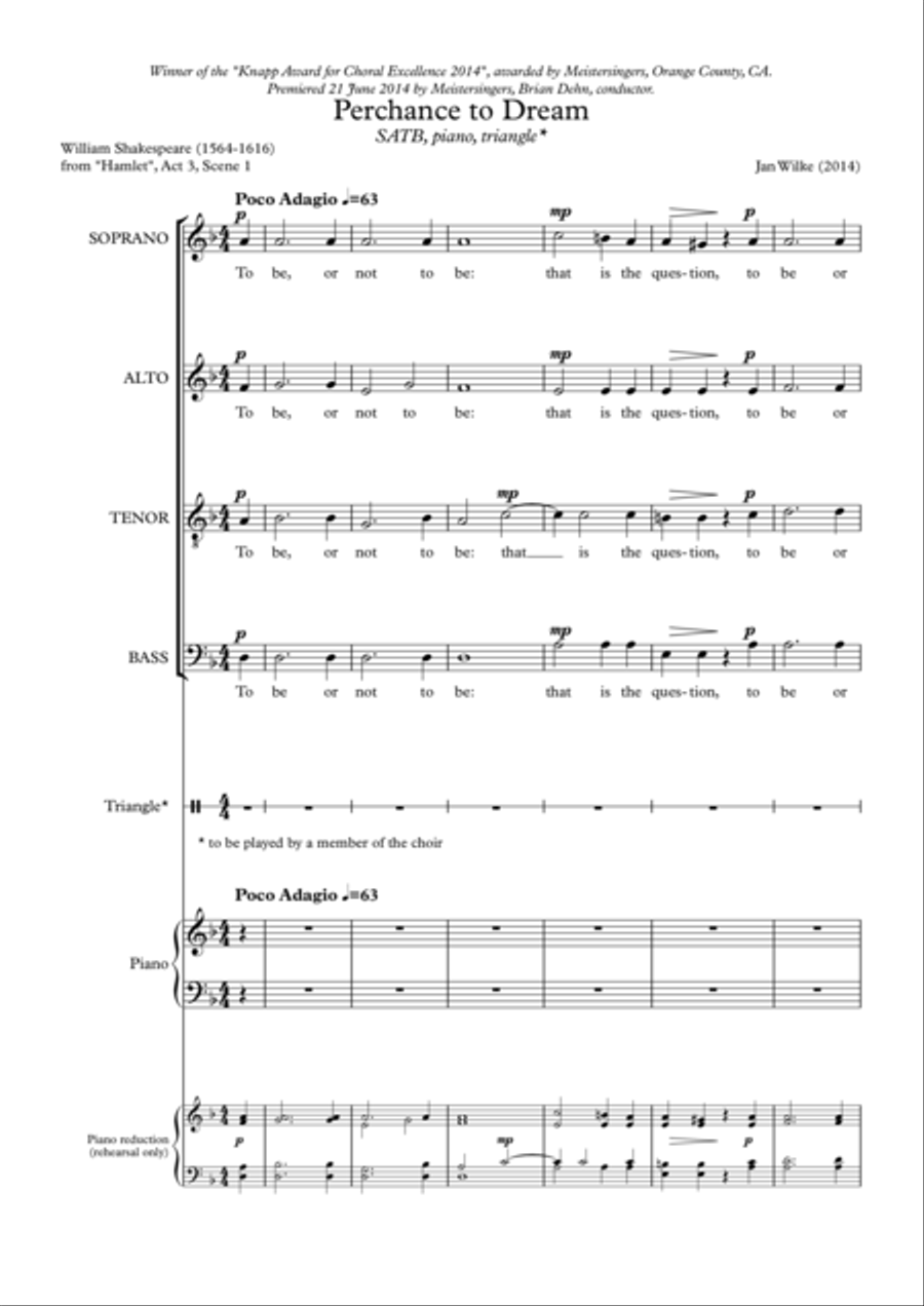 Perchance to Dream 4-Part scores gallery preview page 1