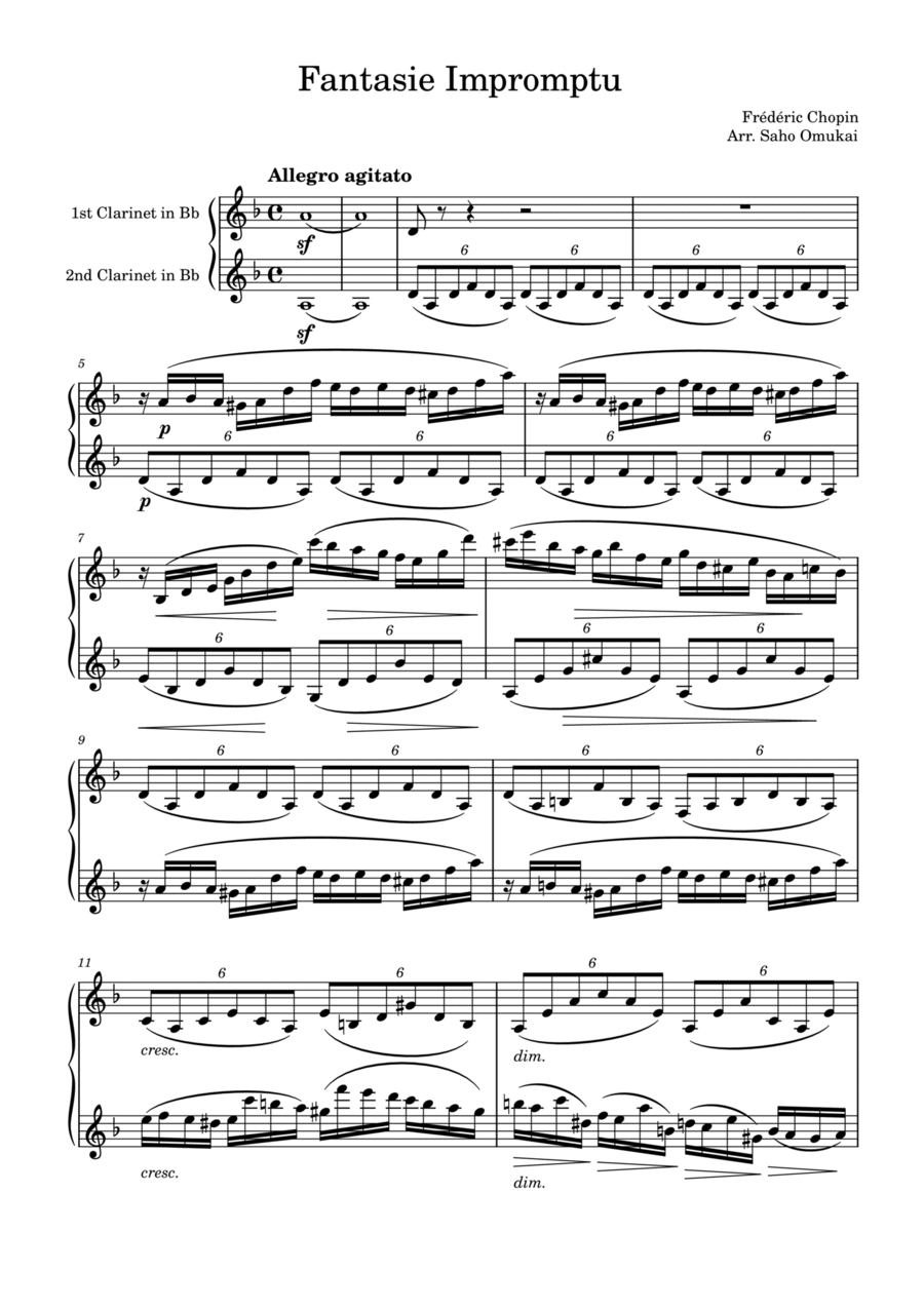 Fantasie Impromptu Clarinet Duet scores gallery preview page 1