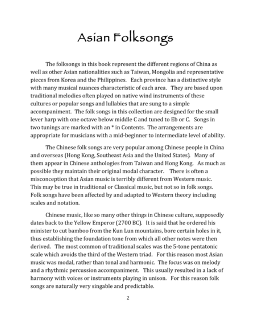 Asian Folksongs for the Small Harp Harp scores gallery preview page 3