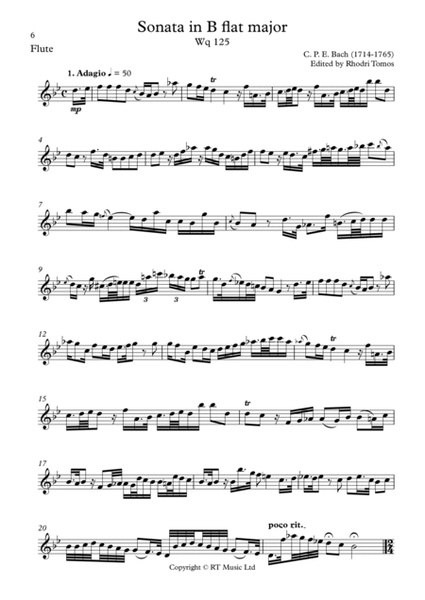 CPE Bach Wq125 - Sonata - solo parts