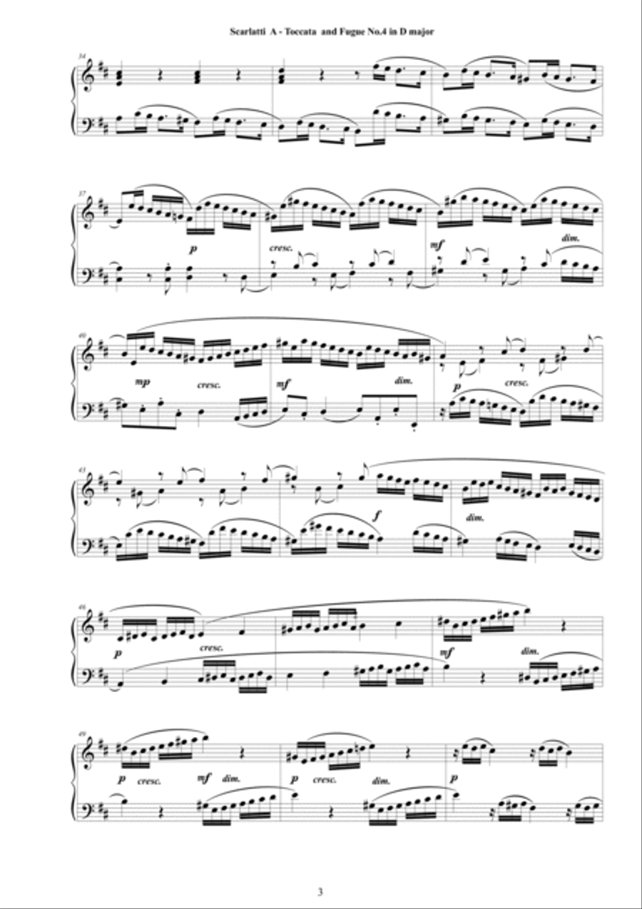 Scarlatti A - Toccata and Fugue No.4 in D major with Giga for Piano Piano Solo scores gallery preview page 3