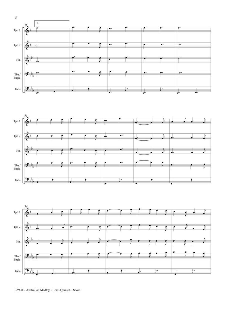 AN AUSTRALIAN MEDLEY - BRASS QUINTET Brass Quintet scores gallery preview page 5