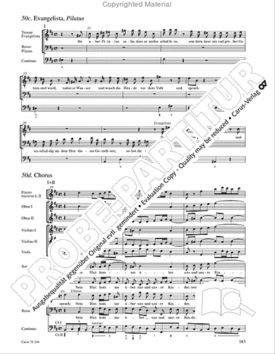 St. Matthew Passion (Matthaus-Passion) 4-Part scores gallery preview page 185