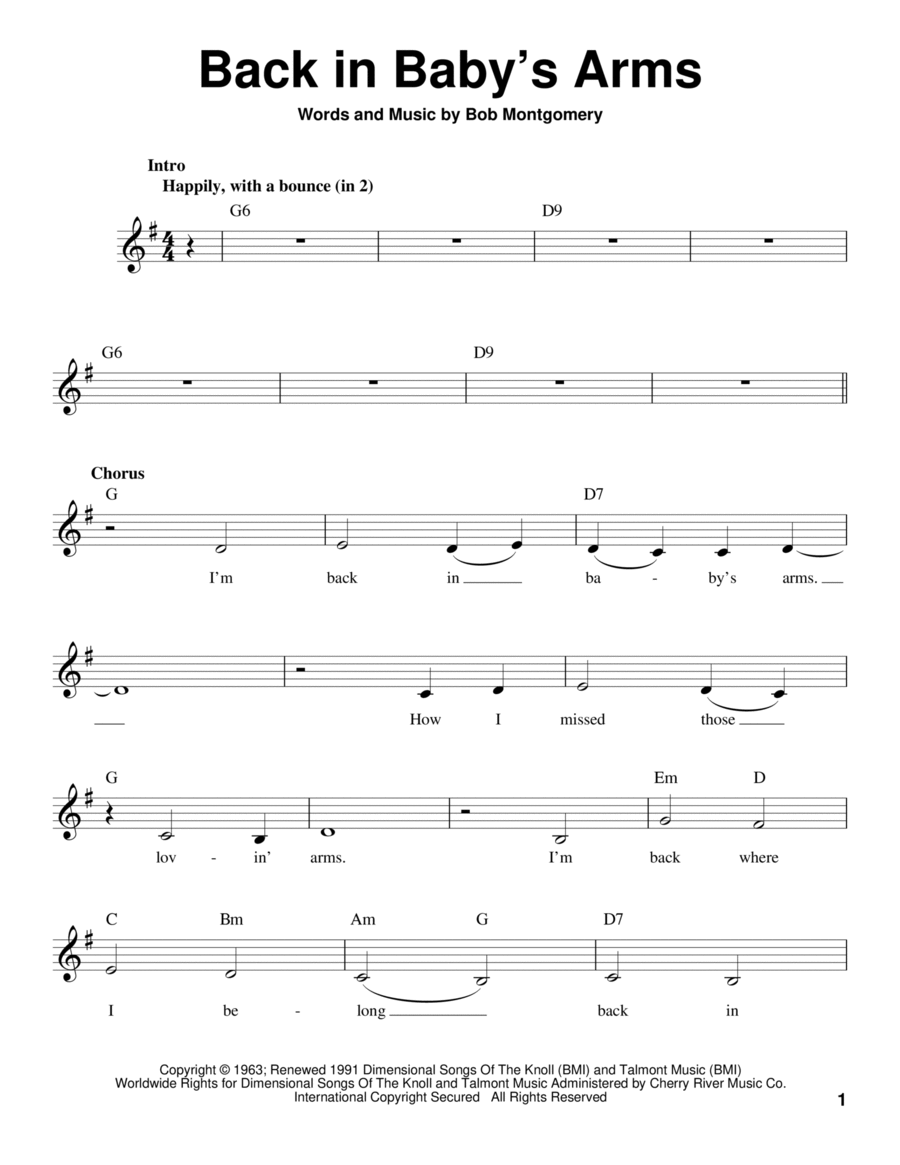 Back In Baby's Arms Voice scores gallery preview page 1