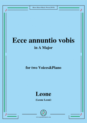 Book cover for Leoni-Ecce annuntio vobis,in A Major,for two Voices&Piano