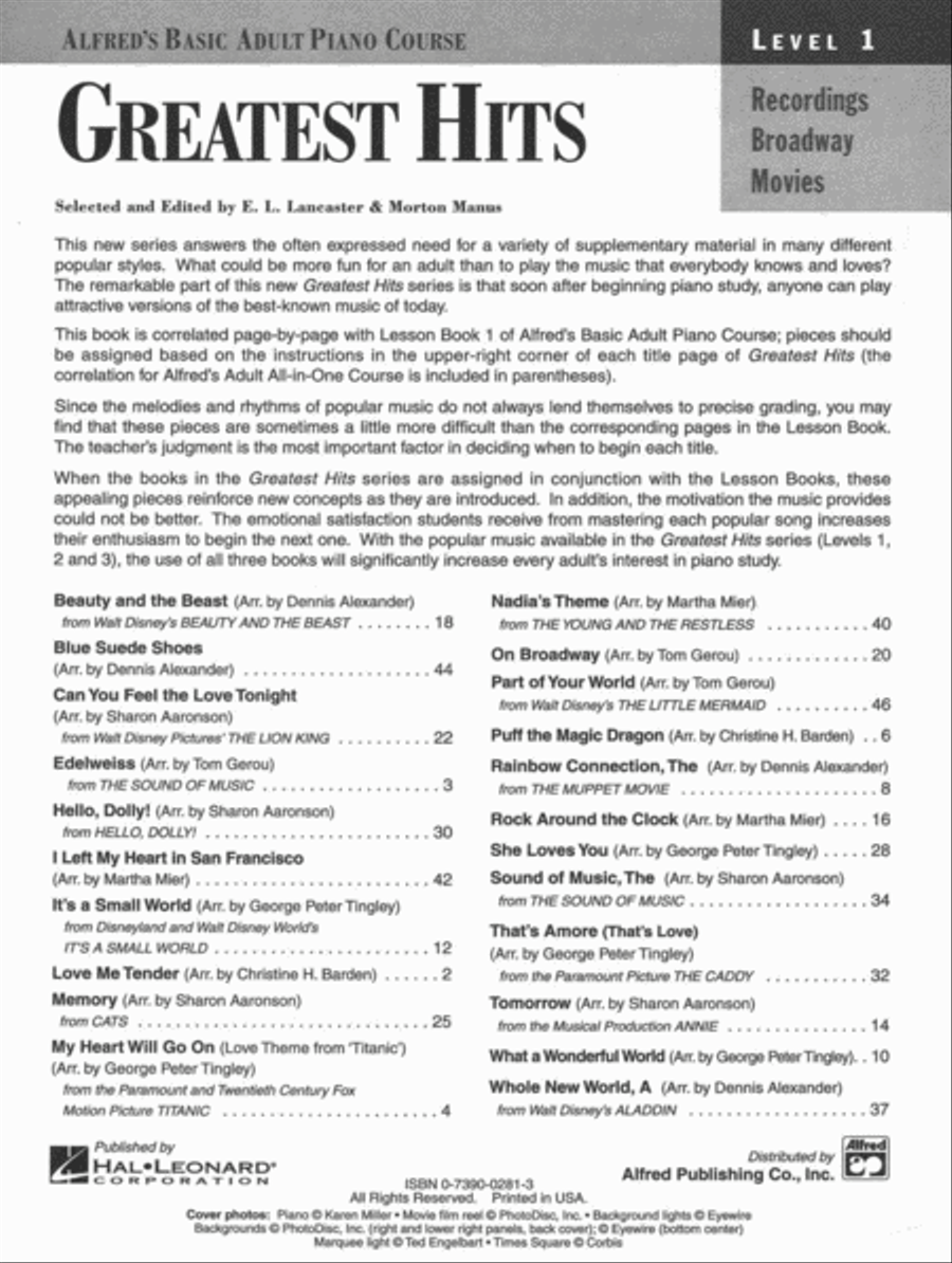 Alfred's Basic Adult Piano Course Greatest Hits, Book 1 Voice Solo scores gallery preview page 2