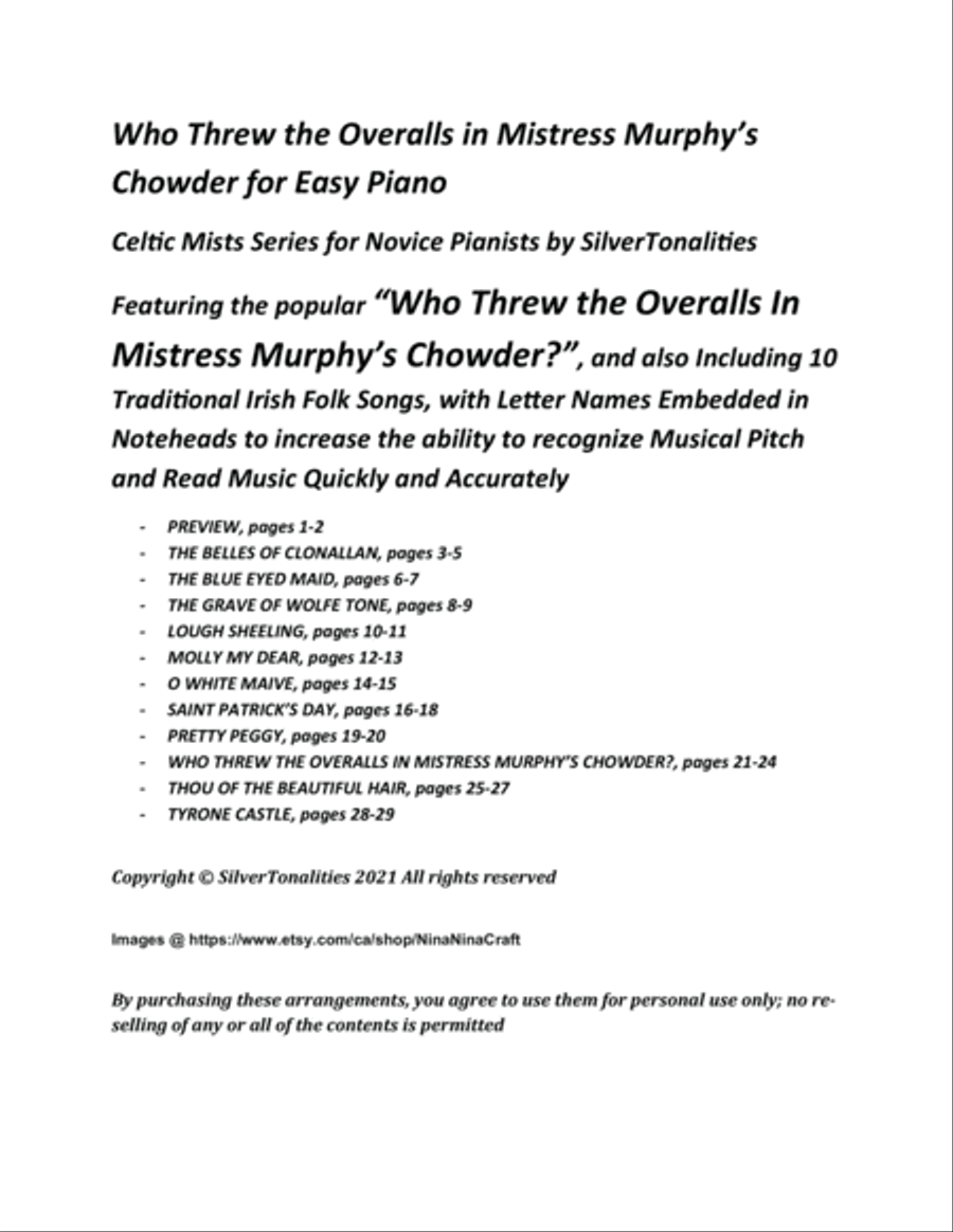 Who Threw the Overalls in Mistress Murphy’s Chowder for Easy Piano Piano Method scores gallery preview page 2