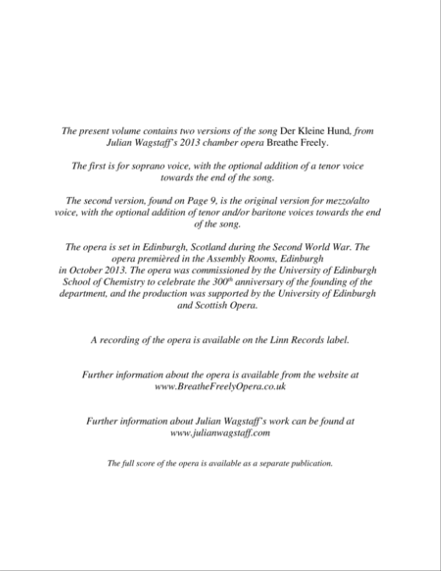 Der kleine Hund (song from the opera Breathe Freely) Piano scores gallery preview page 2
