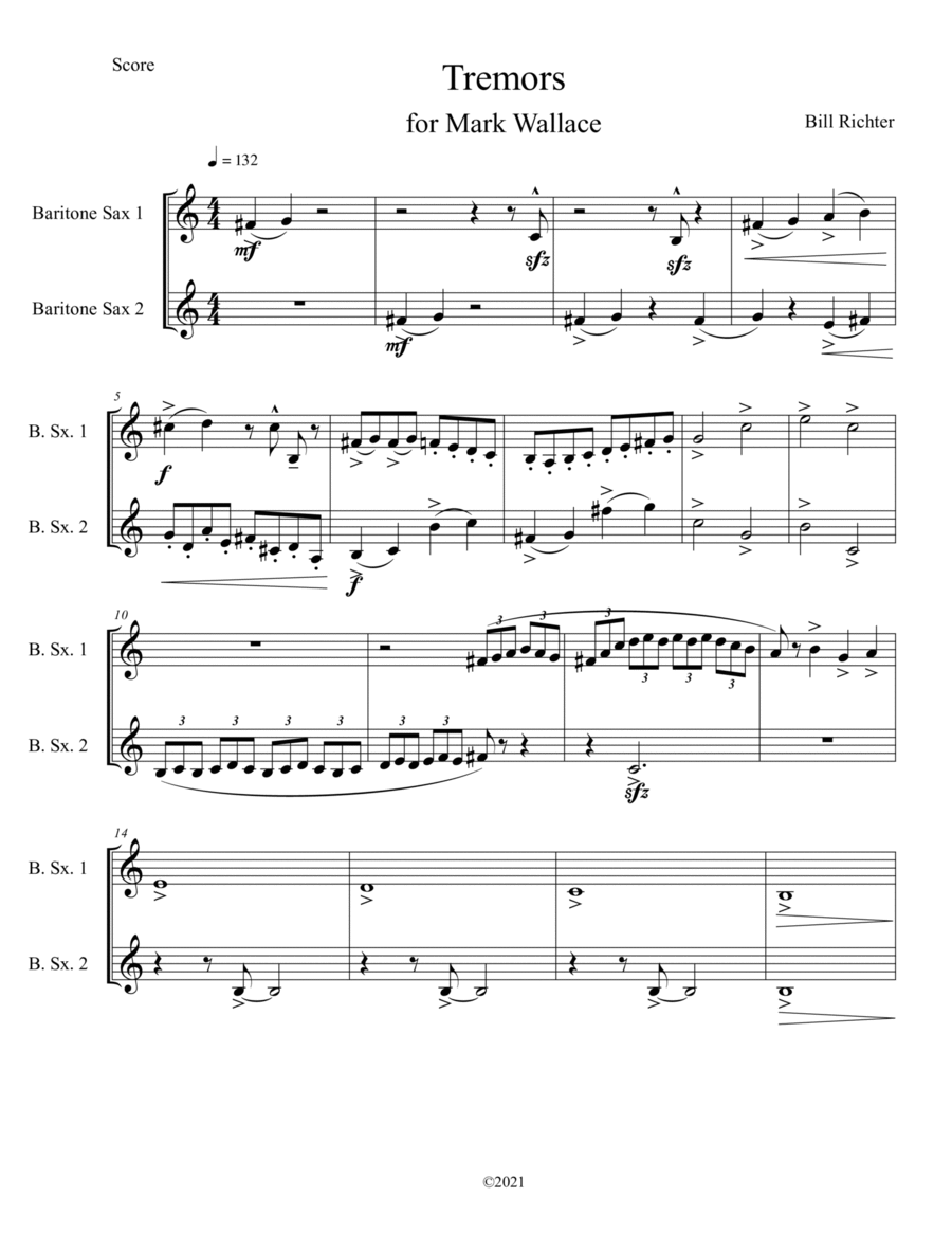 Tremors Woodwind Duet scores gallery preview page 1