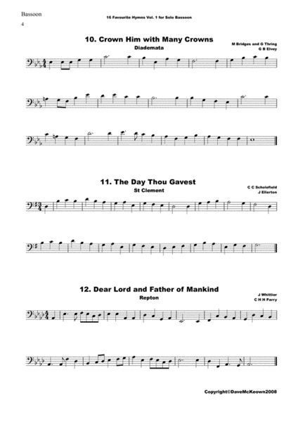 16 Favourite Hymns Vol.1 for solo Bassoon image number null