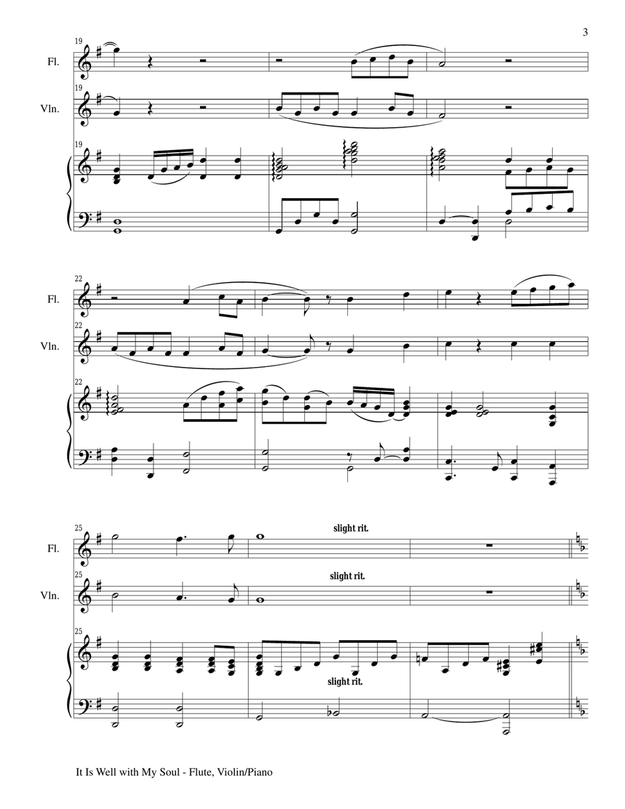 IT IS WELL WITH MY SOUL (Trio - Flute, Violin, Piano with Score and Parts) Small Ensemble scores gallery preview page 3