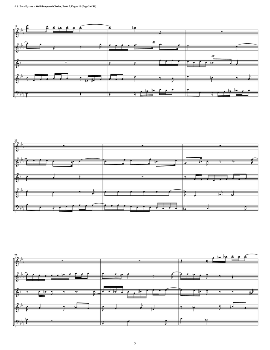 Fugue 16 from Well-Tempered Clavier, Book 2 (Woodwind Quintet) Woodwind Quintet scores gallery preview page 3