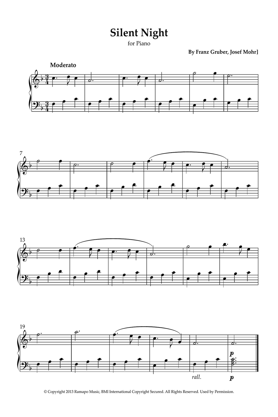 Silent Night Easy Piano scores gallery preview page 1