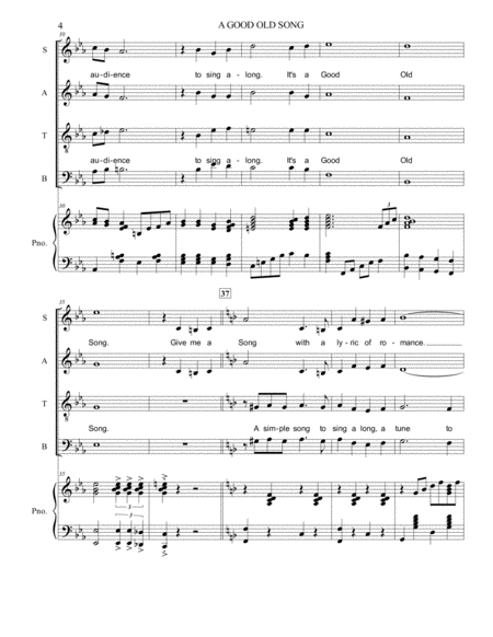 A Good Old Song - SATB & piano accompaniment - An original "ragtime" style song from the music "Stea image number null