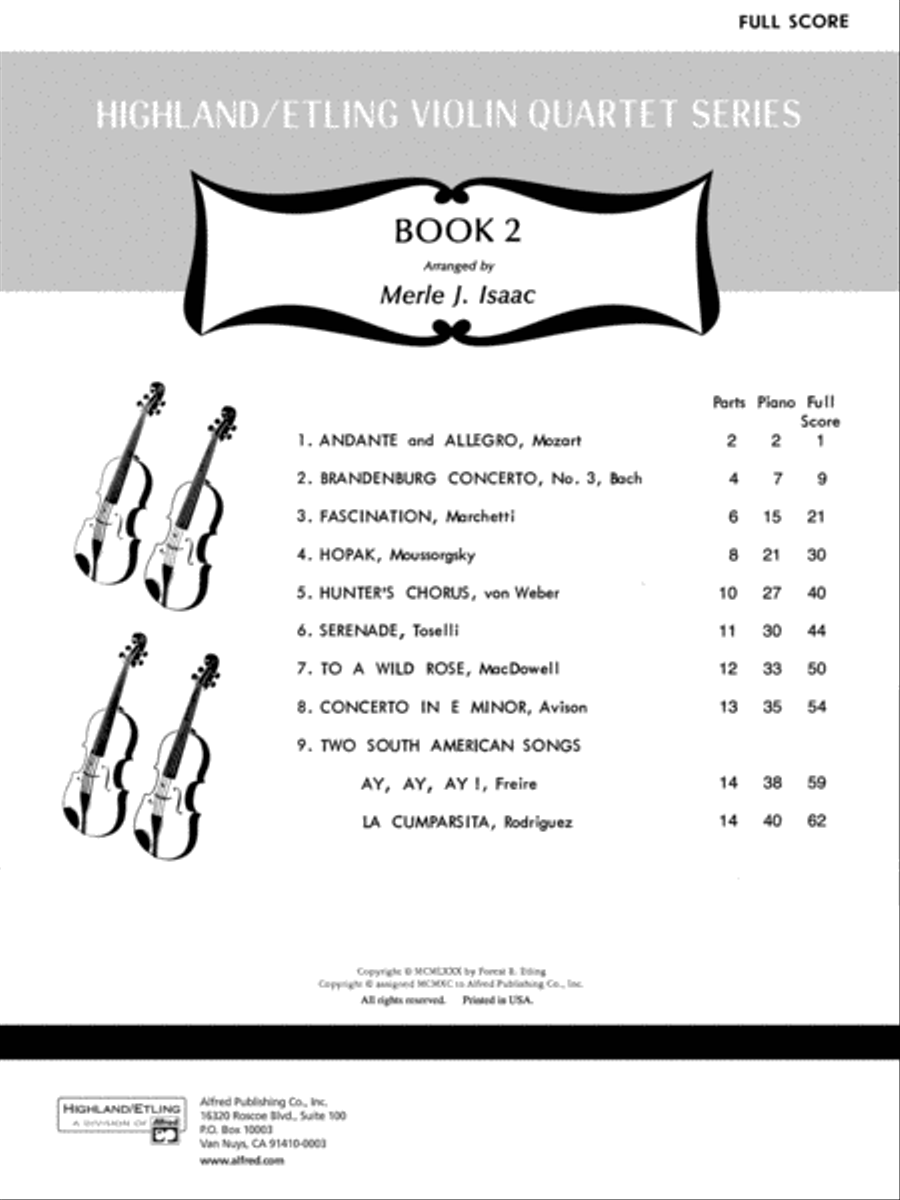 Highland/Etling Violin Quartet Series: Book 2