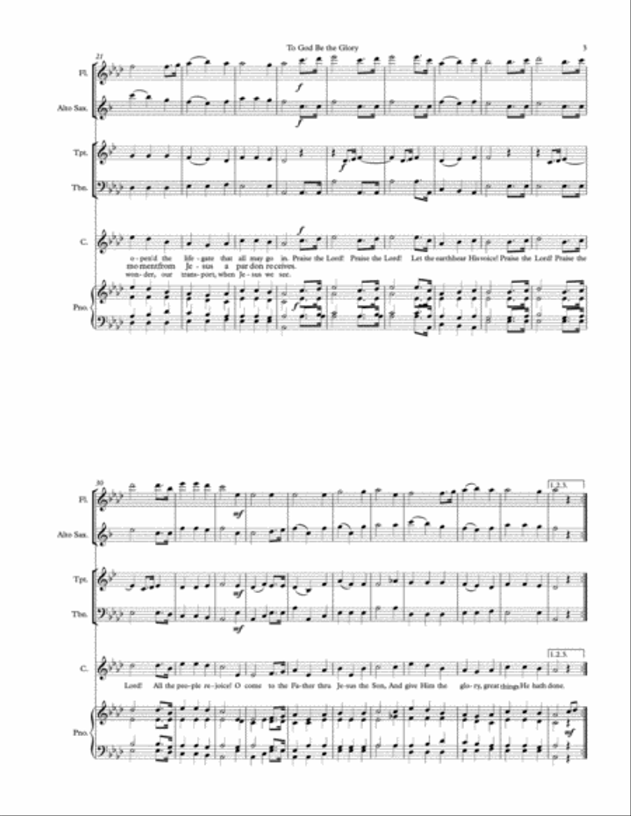 To God Be the Glory Unison Choir scores gallery preview page 3