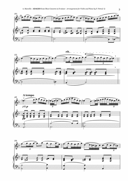 Marcello - ADAGIO from Oboe Concerto in D minor - Violin and Piano image number null