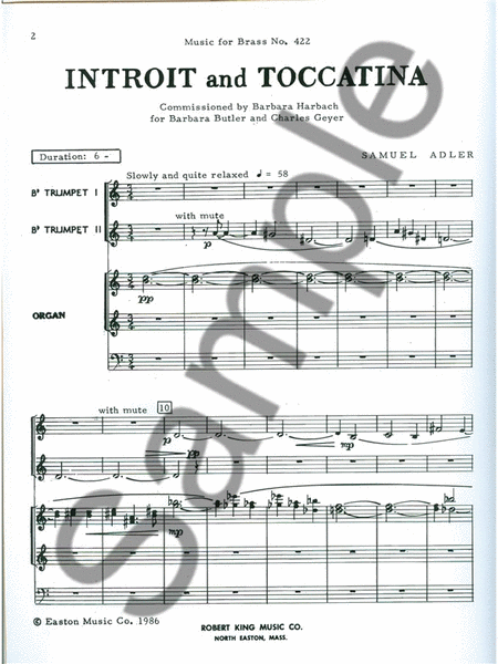 Introit & Toccatina (trumpets 2 & Organ)