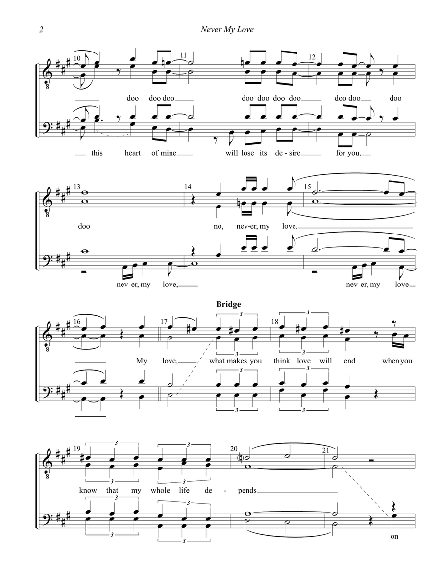 Never My Love Never My Love TTBB scores gallery preview page 2