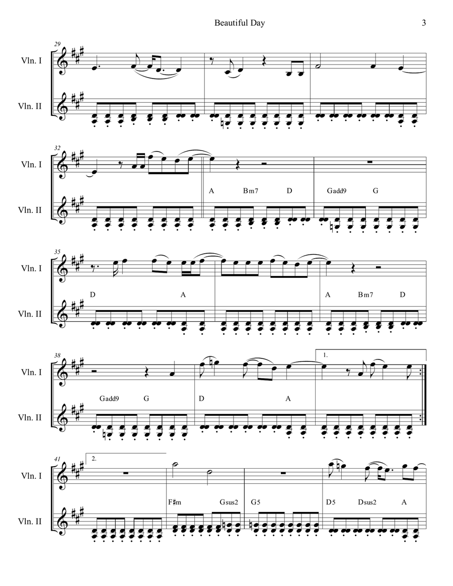 Beautiful Day String Duet scores gallery preview page 3