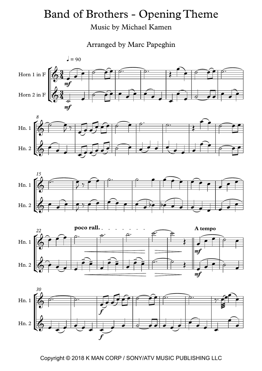 Band Of Brothers - Main Title Brass Duet scores gallery preview page 2