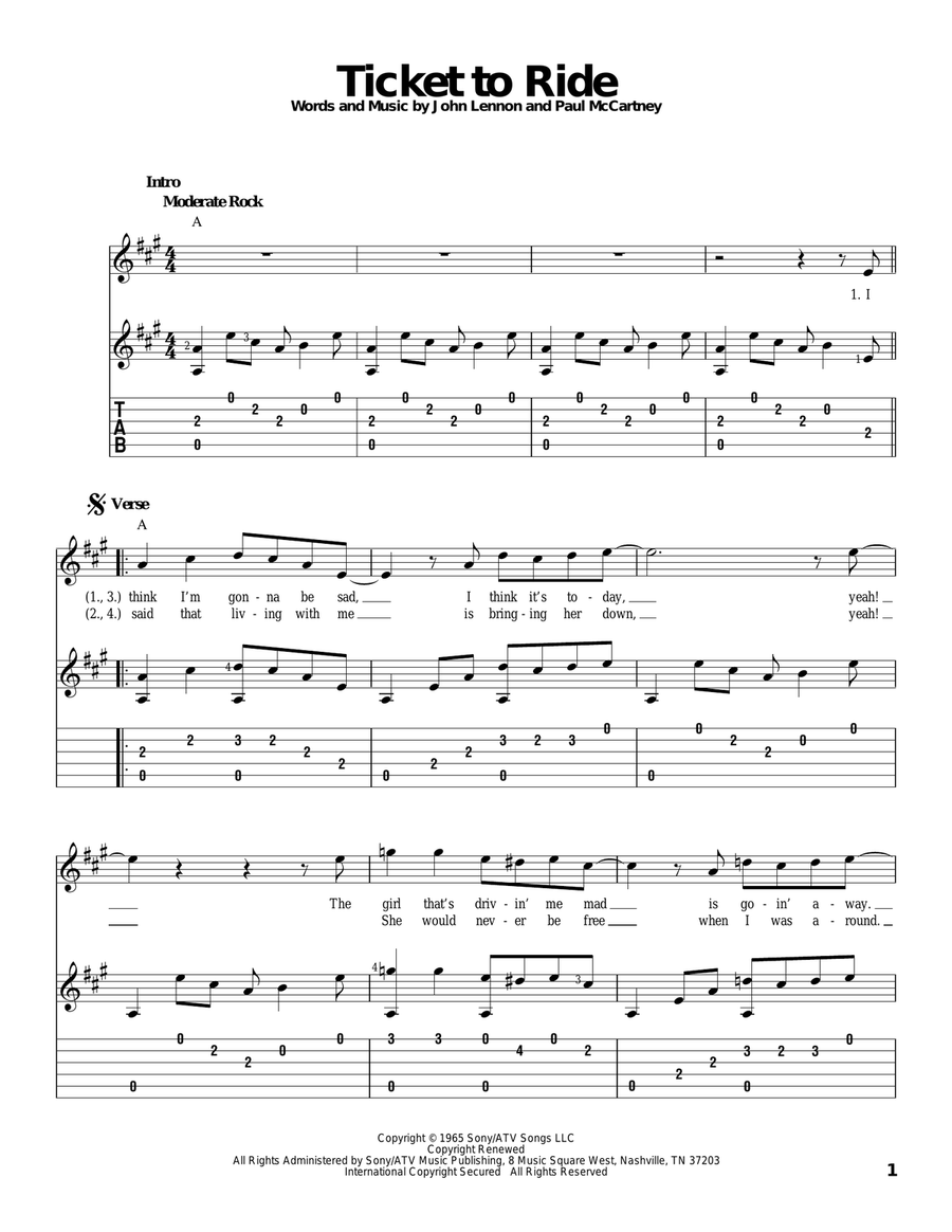 Ticket To Ride Ticket To Ride Acoustic Guitar scores gallery preview page 1