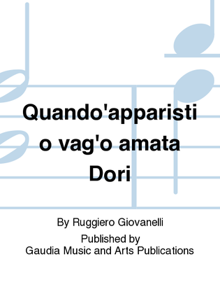 Book cover for Quando'apparisti o vag'o amata Dori