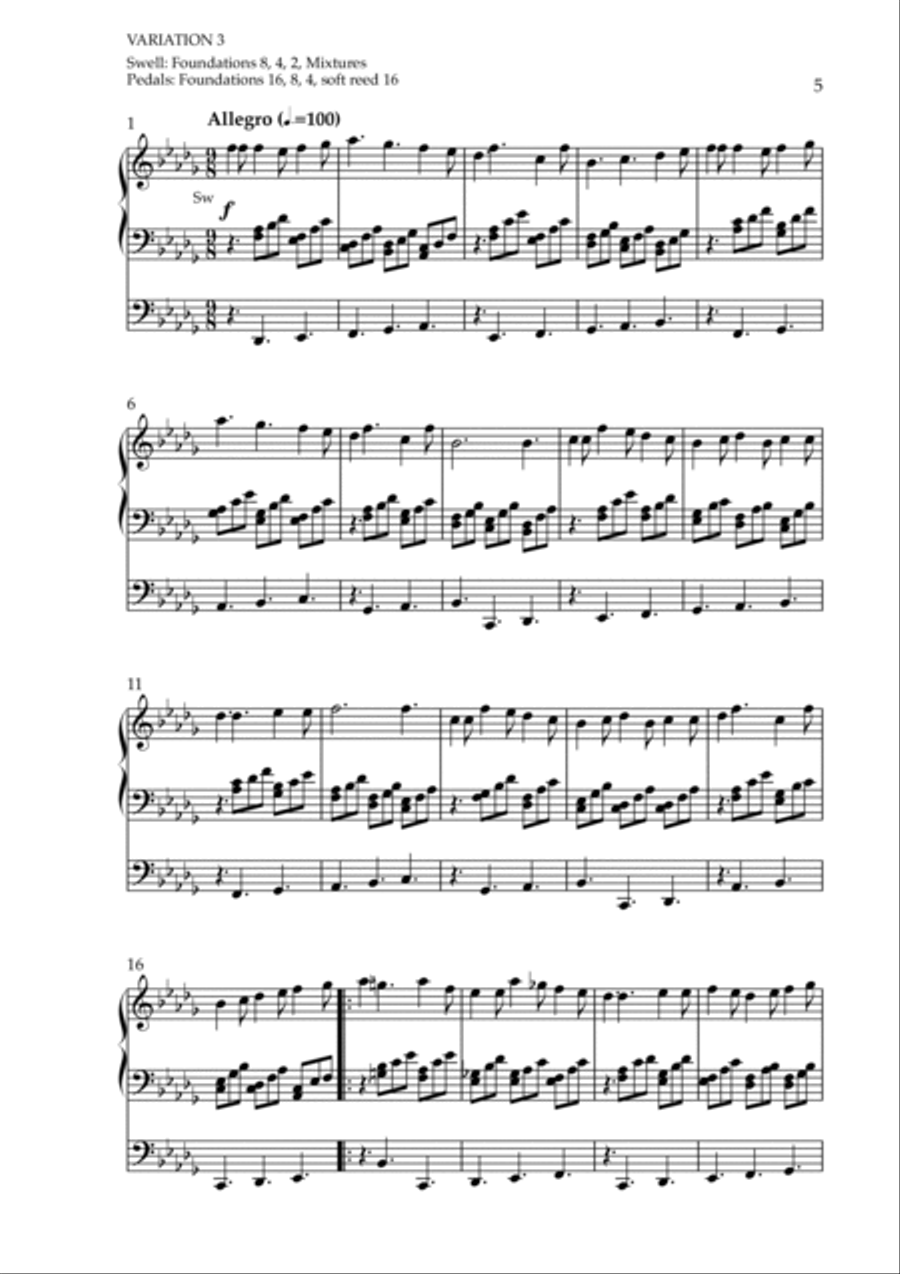 Variations on Ukrainian National Anthem, Op. 226 (Organ Solo) by Vidas Pinkevicius Organ Solo scores gallery preview page 5