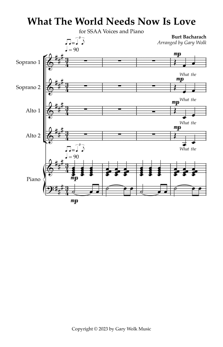 What The World Needs Now Is Love SSAA scores gallery preview page 1