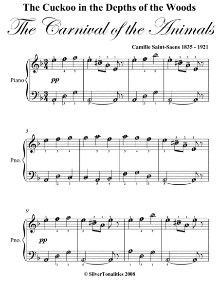 Cuckoo in the Depths of the Woods Carnival of the Animals Easy Piano Sheet Music
