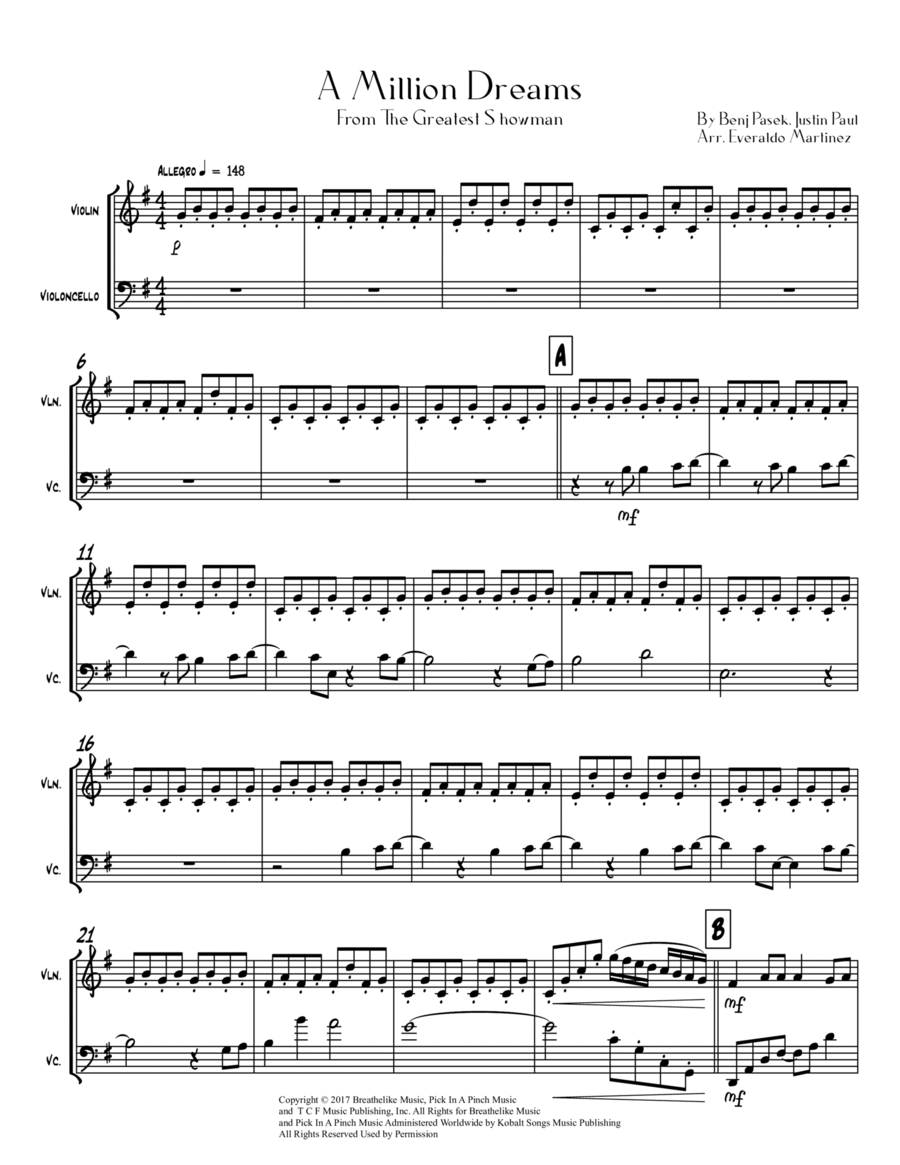 A Million Dreams A Million Dreams String Duet scores gallery preview page 1