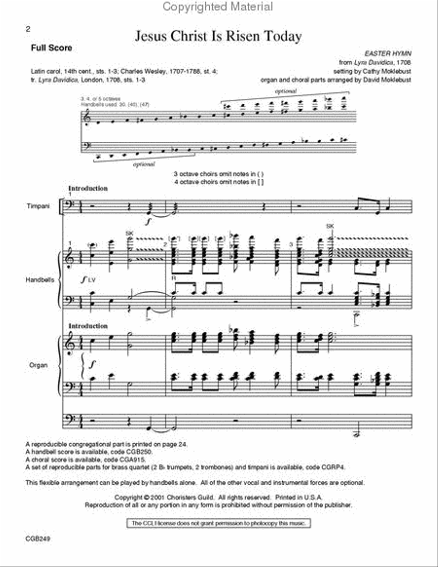 Jesus Christ Is Risen Today Full Score Handbell Choir scores gallery preview page 2