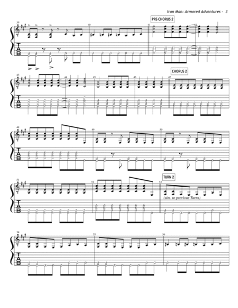 Iron Man Armored Adventures Guitar Tablature scores gallery preview page 3