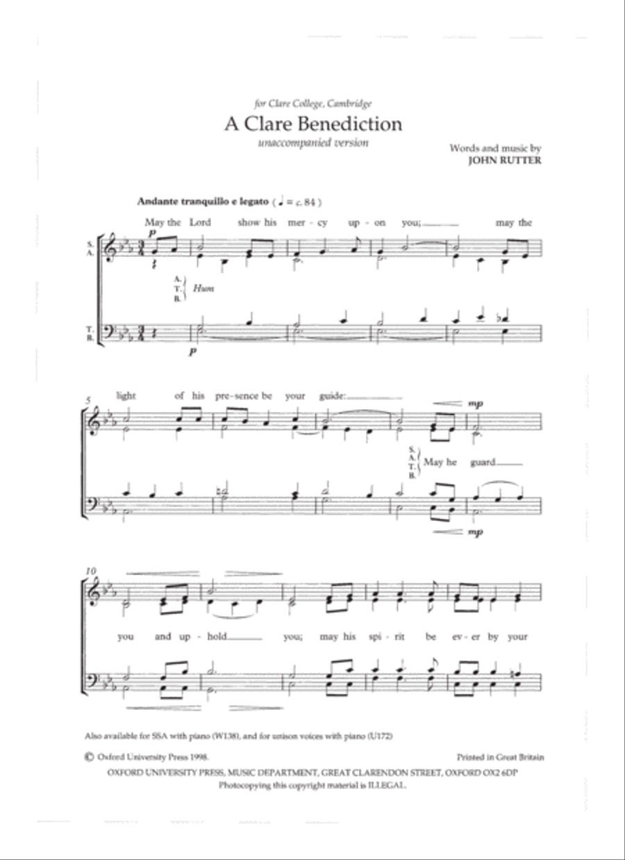 A Clare Benediction A Clare Benediction 4-Part scores gallery preview page 2