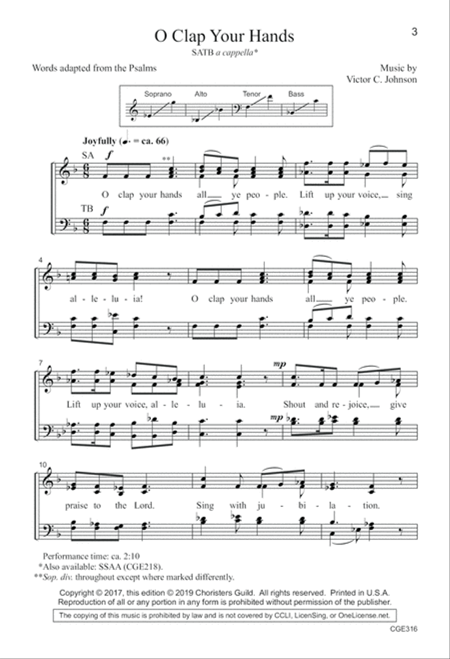 O Clap Your Hands - SATB 4-Part scores gallery preview page 3