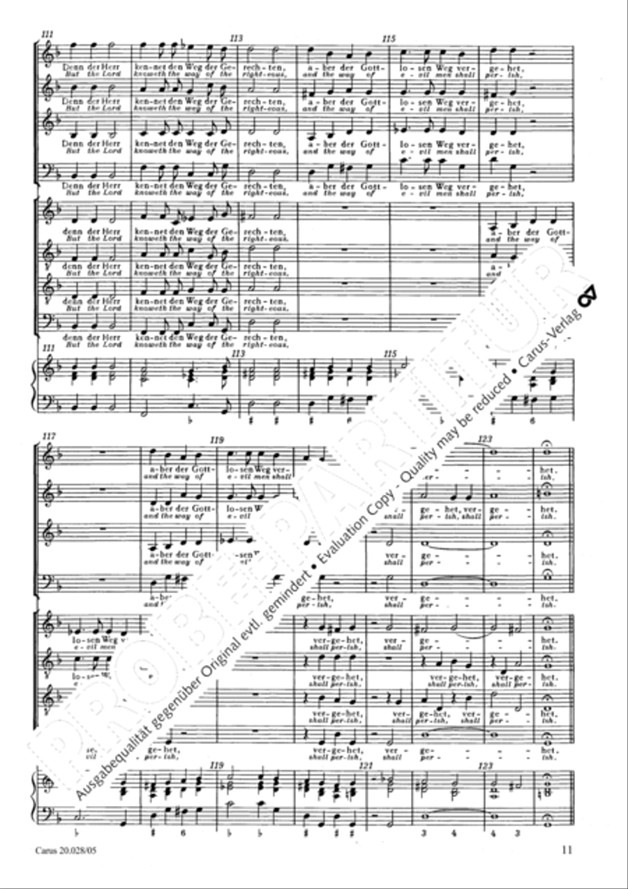 Blessed they who keep not the law of the ungodly (Wohl dem, der nicht wandelt im Rat der Gottlosen) Choir scores gallery preview page 12