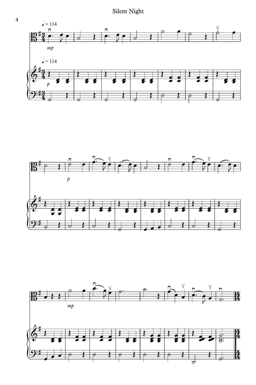 8 Easy Christmas Pieces for Viola And Piano Cello scores gallery preview page 4
