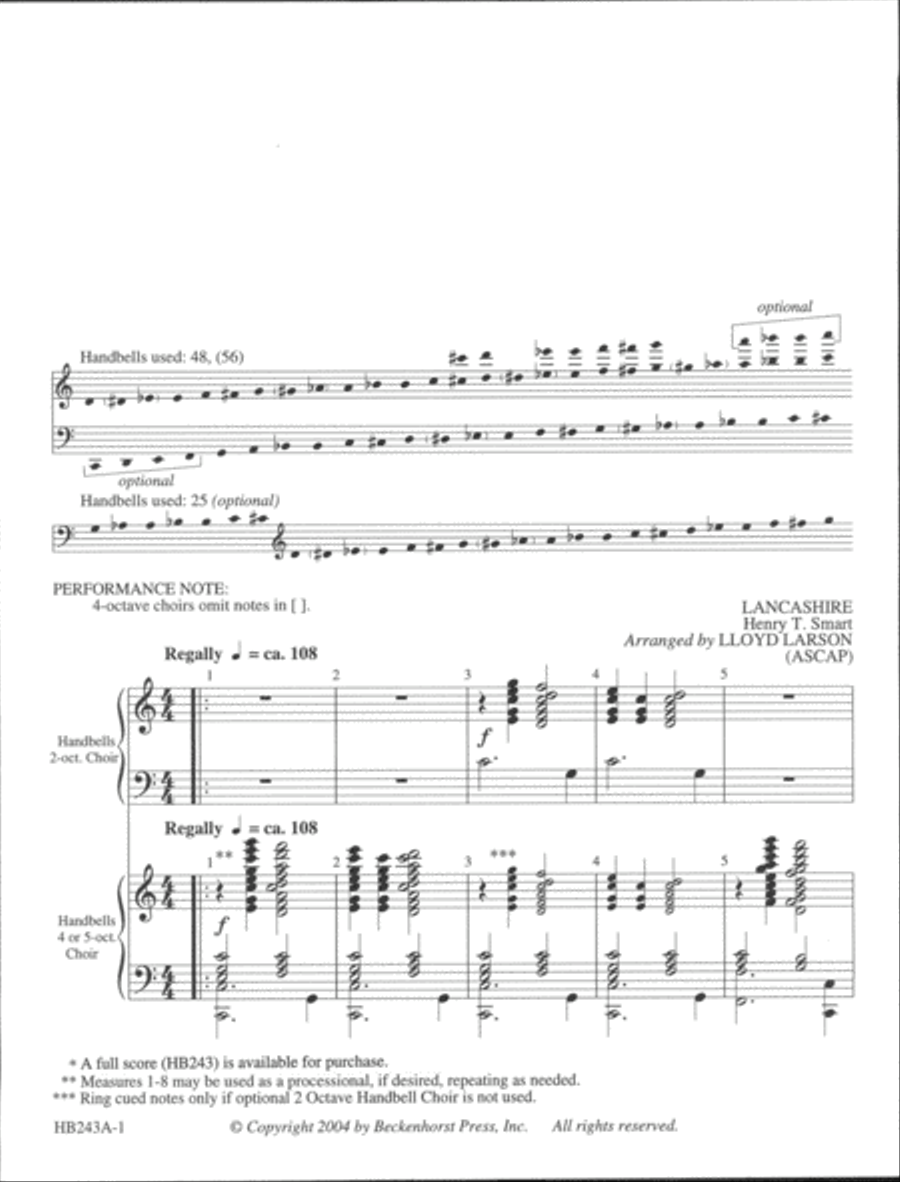 Processional on LANCASHIRE - handbell part 2-Octaves scores gallery preview page 2