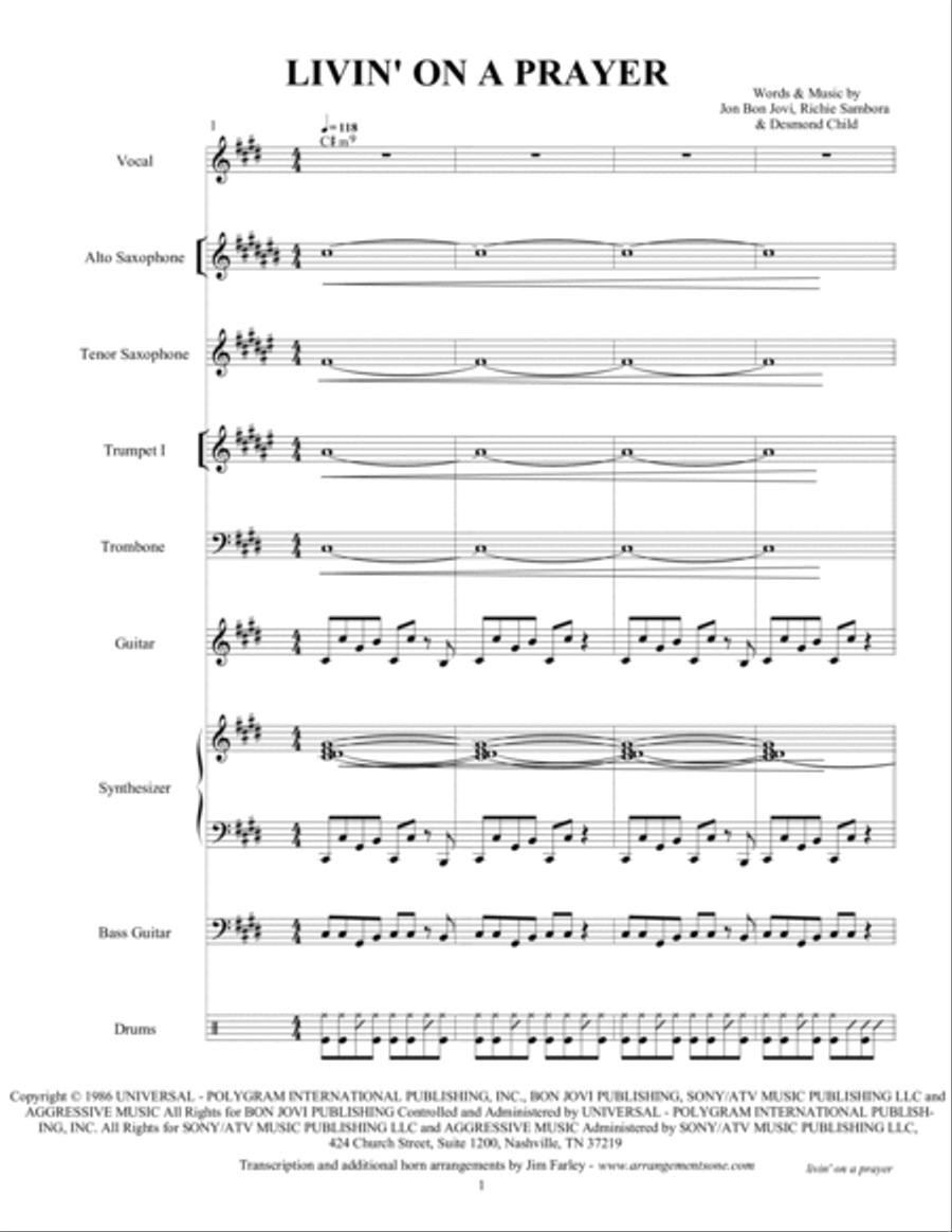 Livin' On A Prayer Small Ensemble scores gallery preview page 3