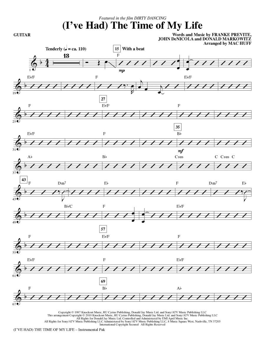 (I've Had) The Time Of My Life (arr. Mac Huff) - Guitar Choir scores gallery preview page 1