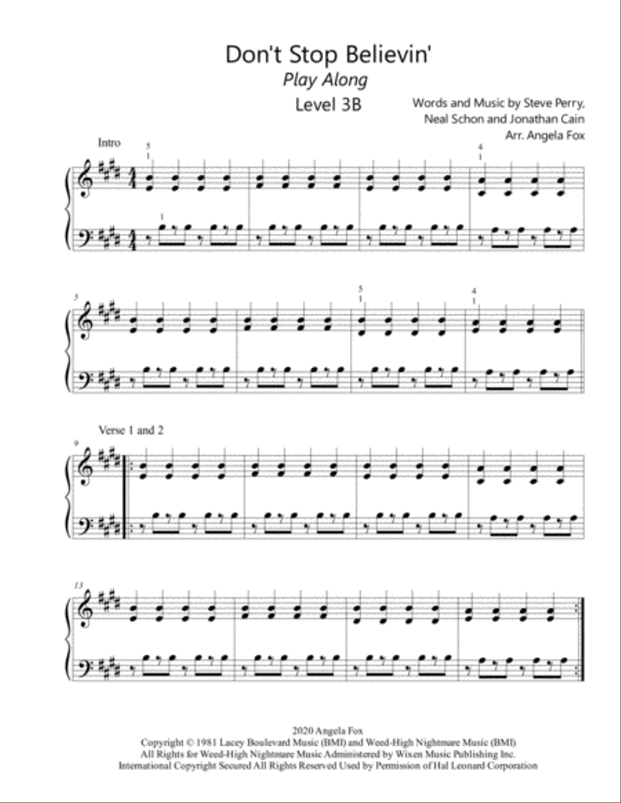 Don't Stop Believin' Piano Solo scores gallery preview page 2