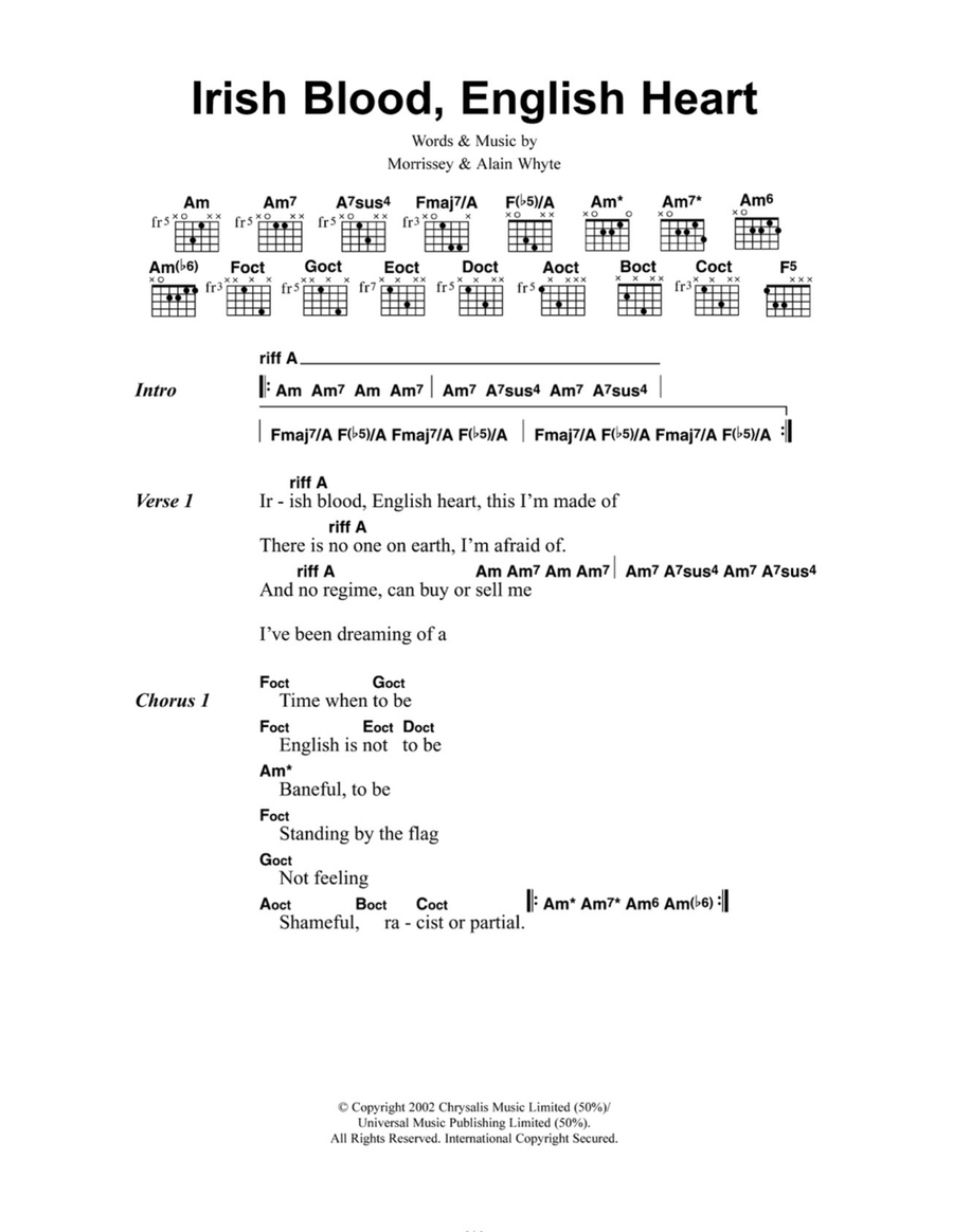 Irish Blood, English Heart Easy Guitar scores gallery preview page 1