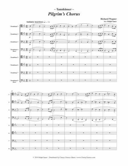 Pilgrim's Chorus from the opera Tannhäuser for 8-part Trombone Ensemble