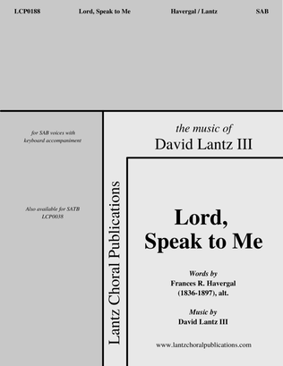 Book cover for Lord, Speak to Me