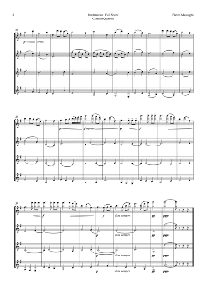 Intermezzo from Cavalleria Rusticana by Mascagni for Clarinet Quartet image number null