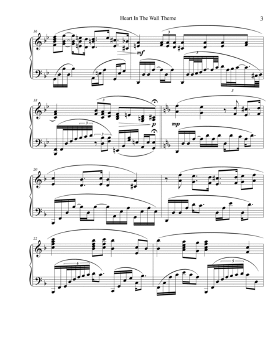 Heart In The Wall Theme Piano Solo scores gallery preview page 3